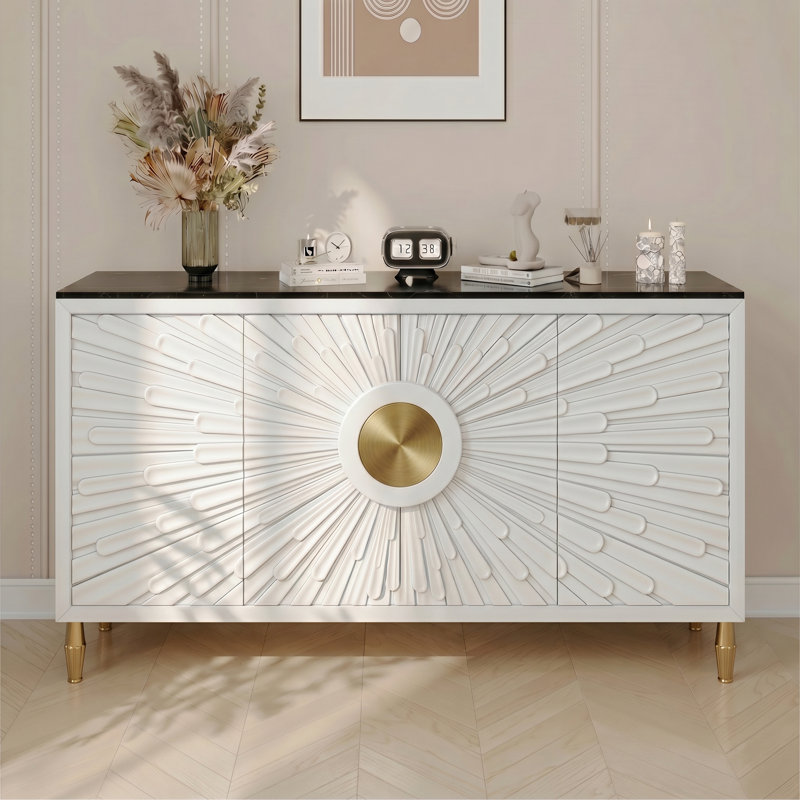 Buffet en bois massif et manufacturé Juliamae , Blanc