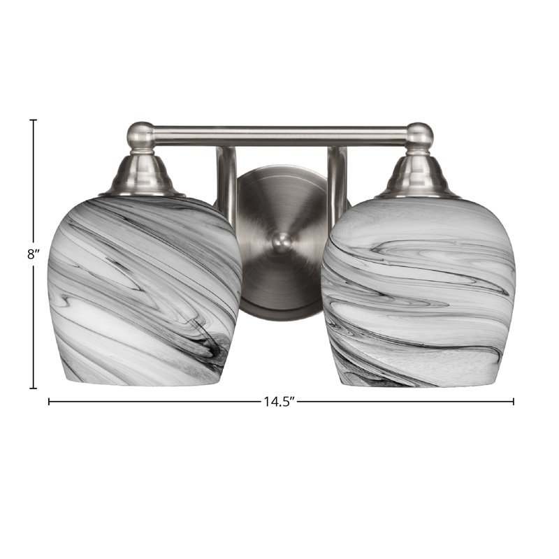 Michell 2-Light Bath Bar, Brushed Nickel, Onyx Swirl