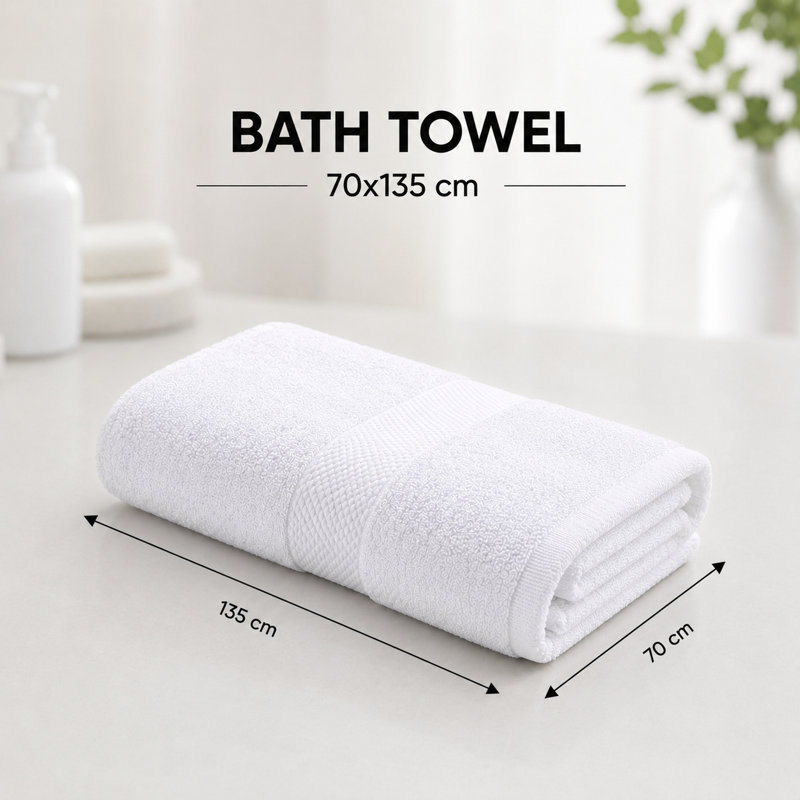 600GSM White Hand Towel, Bath Towel & Bath Sheet Hotel Quality Towel Set 100% Combed Cotton Ultra Soft & Highly Absorbent
