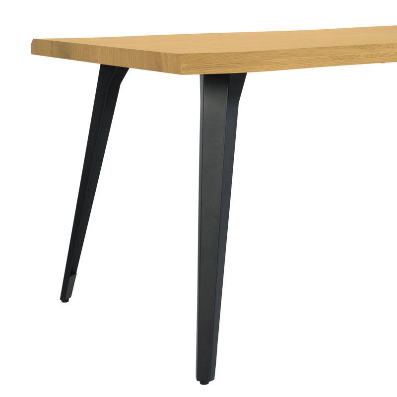 Shivani 63" Wood Look Live Edge Rectangular Dining Table for 6, Light Oak