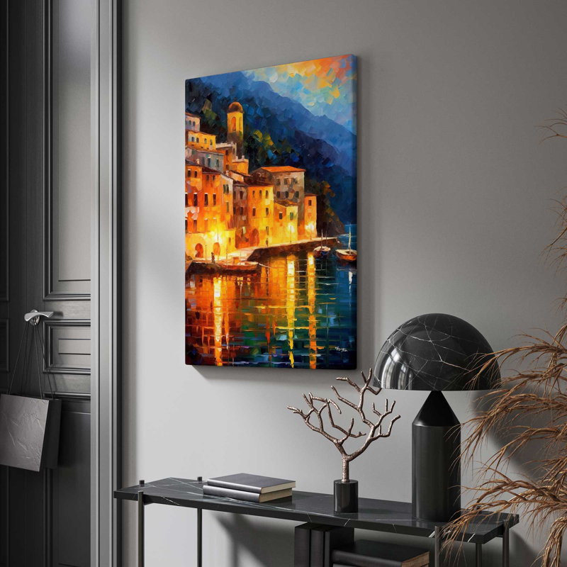 Côte d'Amalfi, Italie au crépuscule V2, H 30 po x l 18 po x P 1 po