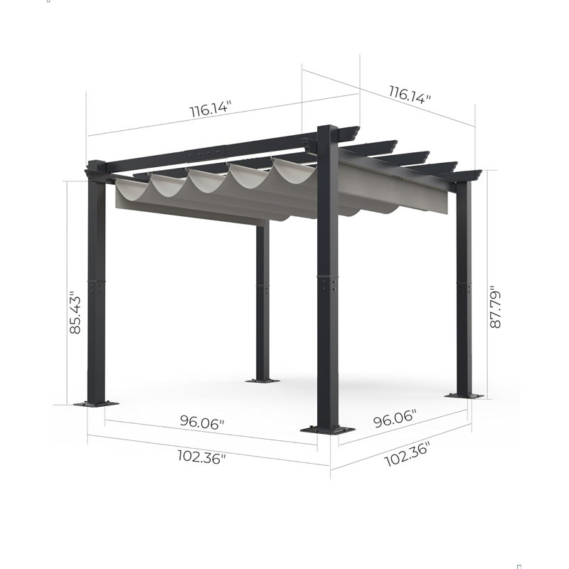 Aluminum Pergola with Canopy, Gray