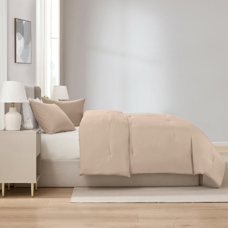  soft microfiber 3 piece comforter set with pillow shams, Sand, Queen Comforter + 2 Standard Shams
