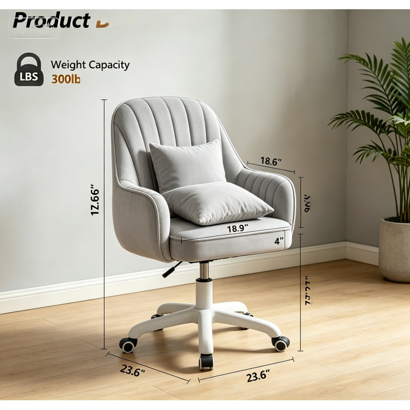 Fauteuil de bureau en velours XUEGW, Grey