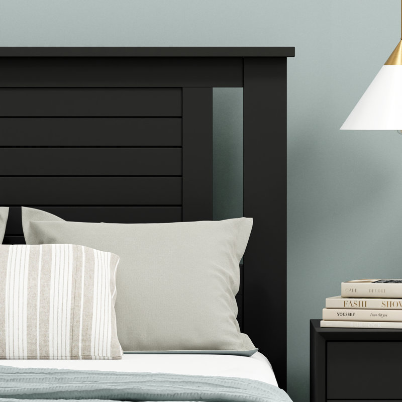 Tête de lit double en bois massif Amesbury, Lit simple, Noir
