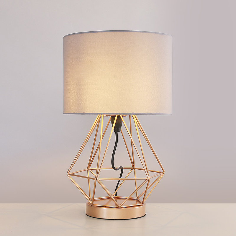Haigler Metal Table Lamp, Grey, No Bulb, Copper