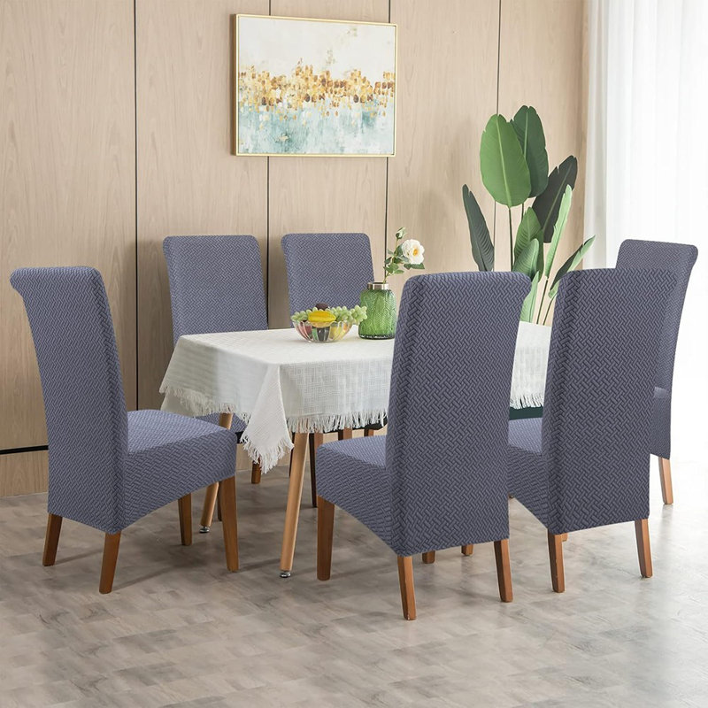 Housses de chaises de salle à manger - Bleu gris - Ensemble de 2 housses extensibles, douces et réutilisables, Parsons / Protecteur de chaise d'appoint
