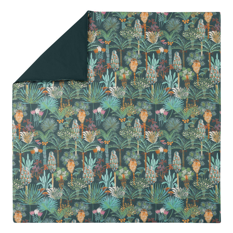 Phoenix Tropical Multicolor Cotton Queen Duvet Cover Set