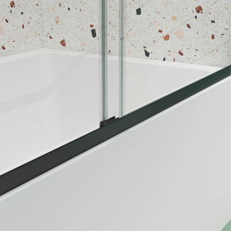 Porte de douche à dérivation, porte coulissante, avec verre trempé de 1/4 po, 56-60 po x 70 po, Noir mat