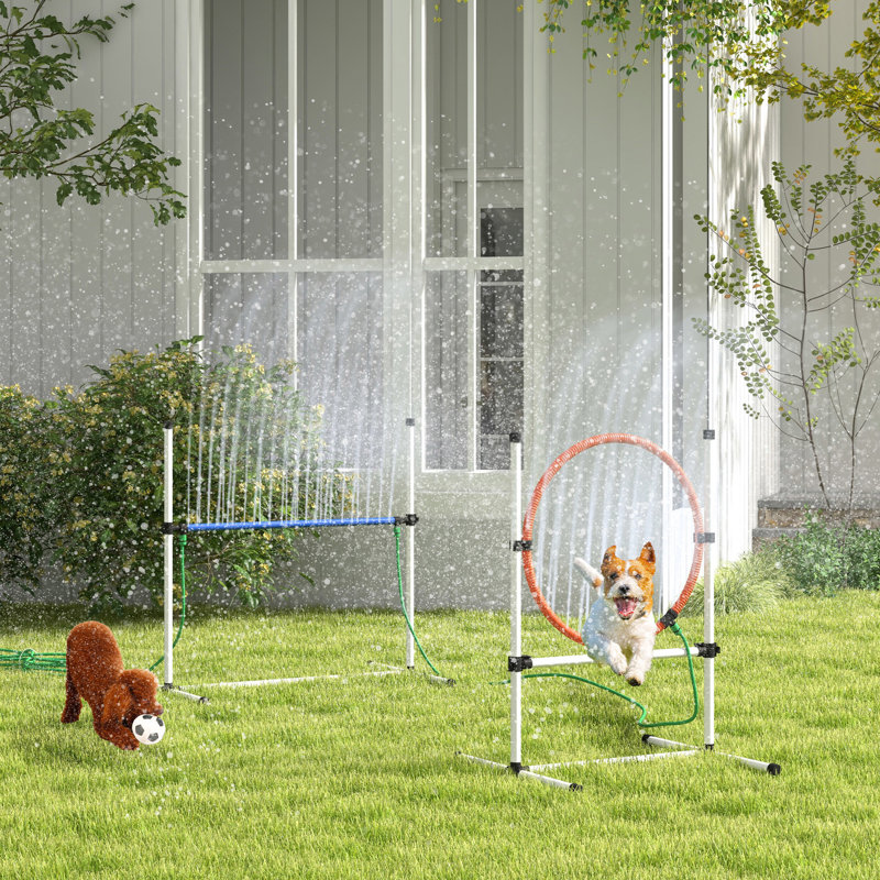 Entraînement d'agilité pour chien 3 pièces - Anneau de saut et haie à hauteur réglable, dispositif de pulvérisation d'eau, sac de transport léger, trousse de sifflet Maximize Dog's Value, vaporisateur pratique