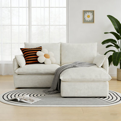 65.2"  L-Shaped Modular Sectional Sofa For Living Room, Comfy Cloud Couch Upholstered Sofa With With Removable & Washable Covers, Spill-Proof Fabric