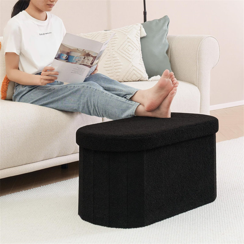 74cm Wide Footstool Ottoman, Black