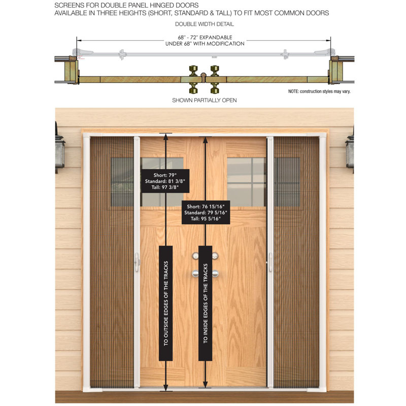 White Aluminum Full-View Retractable Double Screen Door 72" x 80"