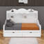 Lit de jour avec tiroirs de rangement et tablettes de tête de lit, lit de jour en bois de style rétro-75024622