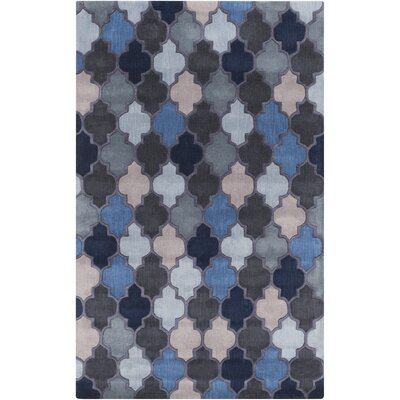 Billmont Geometric Handmade Tufted Wool Teal/Beige/Black Area Rug -  Alcott HillÂ®, ALCT9382 33273432