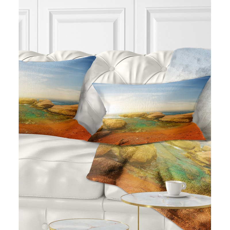 Coussin Seashore Rocky Beach and Sky, Rectangle, 12 po x 20 po