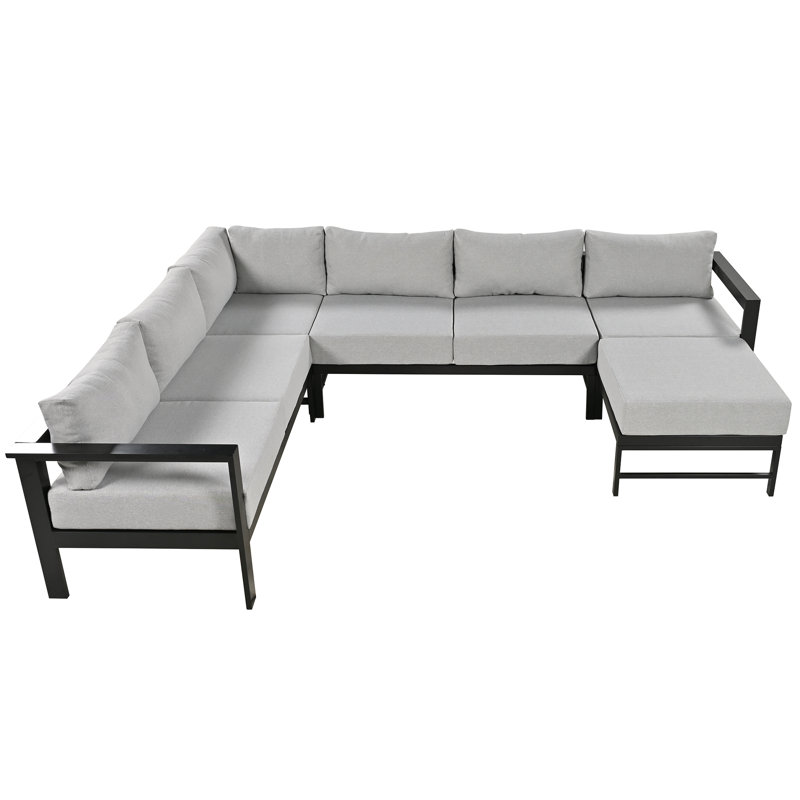 Comfortable U-shaped Patio Sofas, Iron Frame, Modern Style For Garden And Poolside