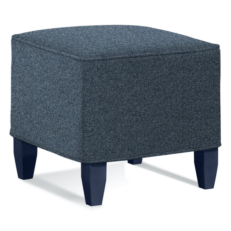 Brooklyn Square Ottoman, Basic Blue 100% Polyester, Nickel