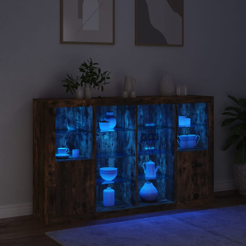 Azyra 163 cm W Glass Sideboard, Smoked Oak
