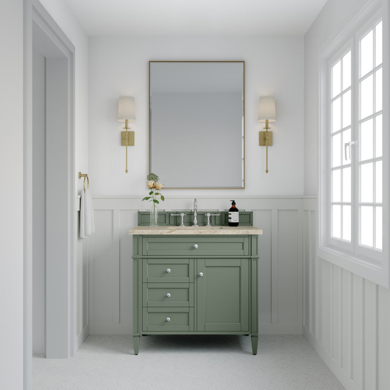 Brittany 36'' W Single Vanity, Smokey Celadon, 8" Widespread, Tajnar Eclos