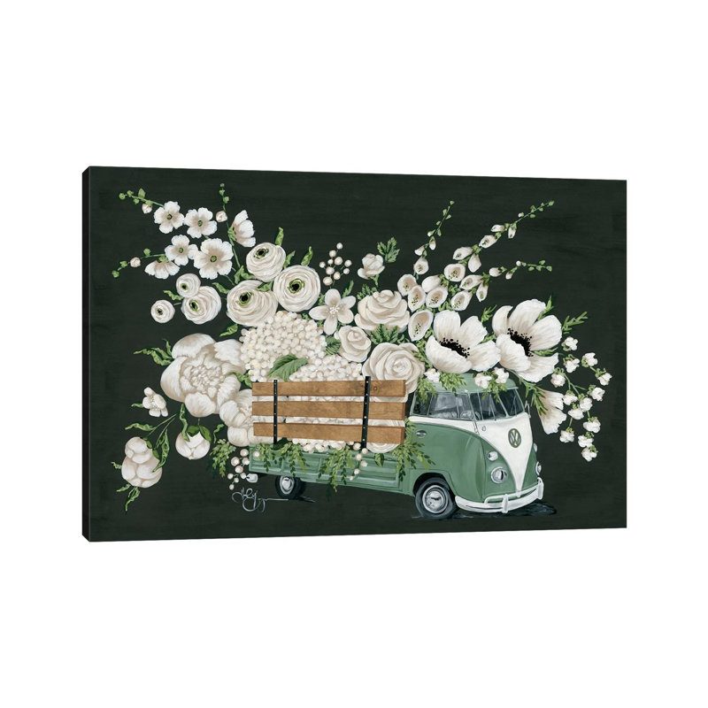 VW Bus Black by Hollihocks Art - Wrapped Canvas Painting, 20.32 cm H x 30.48 cm W