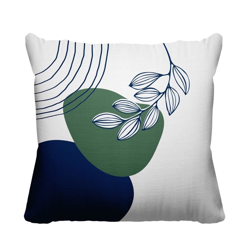Coussin intérieur / extérieur Lupita, L 19 po x H 19 po, Émeraude / bleu marine