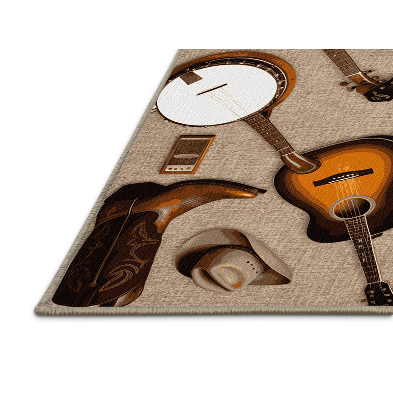  Tapis lavable Country and Western Instruments, Rond 3 pi