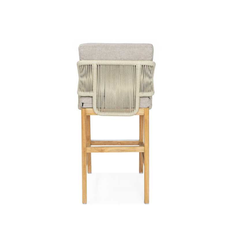 Amadora Outdoor Teak Bar Stool, Silver