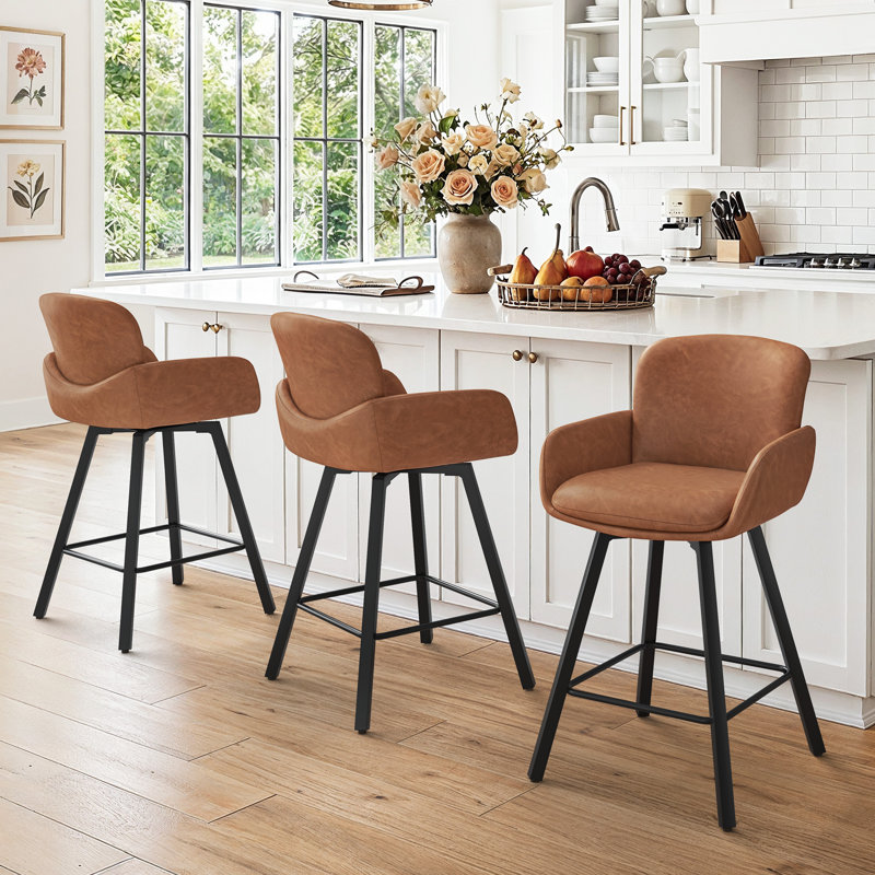 Tabouret de bar rotatif Nicola , Nouveau brun, 26