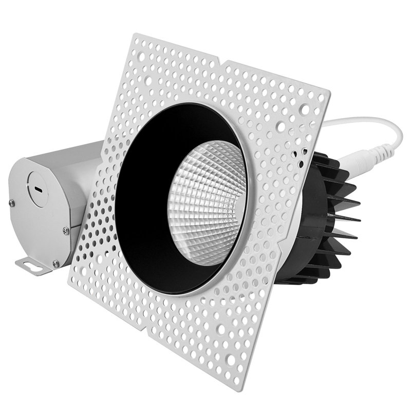 Projecteur encastré sans cadre à DEL 4 pouces avec remplacement de réflecteur noir LUXRITE 25W, 2000LM, 5CCT, 60 °, à intensité variable, certifié CRI90 ETL blanc + noir