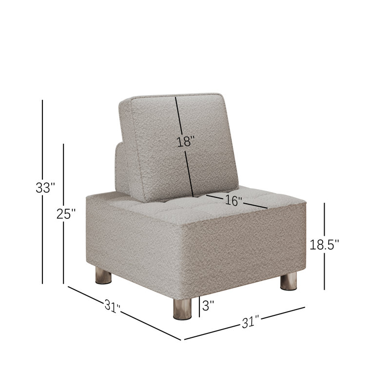 Rymann Modern 31" Velvet Couch Comfortable Upholstered Single Seater Sofa for Living Room, Gray Teddy