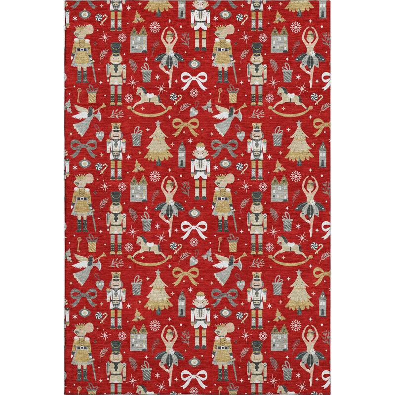 Premium Machine Washable Mayfield AMF1827 Fun Christmas Rug, Rectangle 9' x 12'