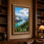«Snowy Mountain Range Over Turquoise Lake», art mural sur toile-17395123