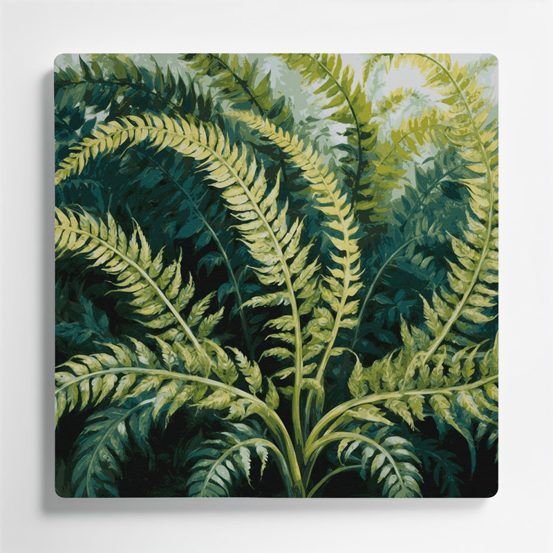 Adhésif botanique vert, art mural en métal, H 144 po x l 144 po x P 0,05 po