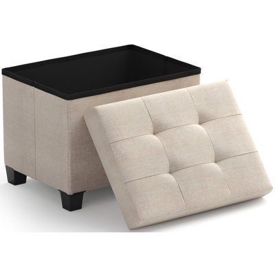 Collapsible Rectangle Small Storage Ottoman with Legs - 12" x 16" x 12" by Ebern Designs