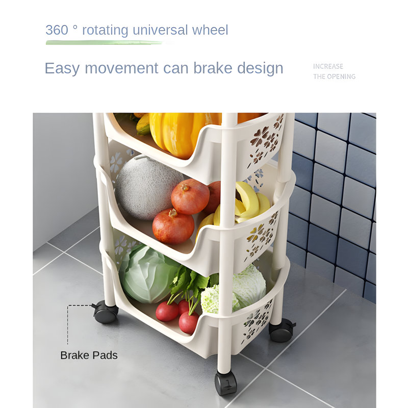 Kitchen Stackable Storage Rack Organizer With Vegetable Fruit Basket Shelf Stable