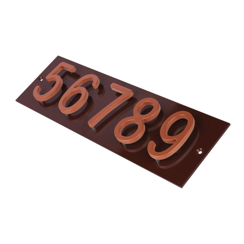 Plaque d'adresse horizontale Amgo Floating Modern, Brun, Cuivre, Oui