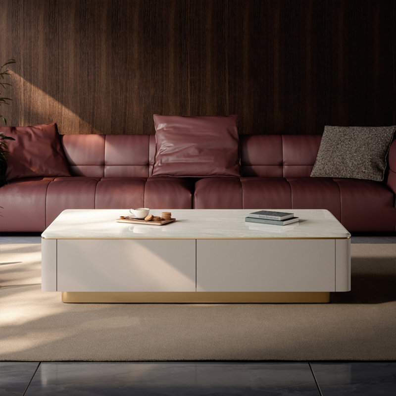 Table basse en bois massif de style luxueux, H 17,7 po x L 47,2 po x l 23,6 po