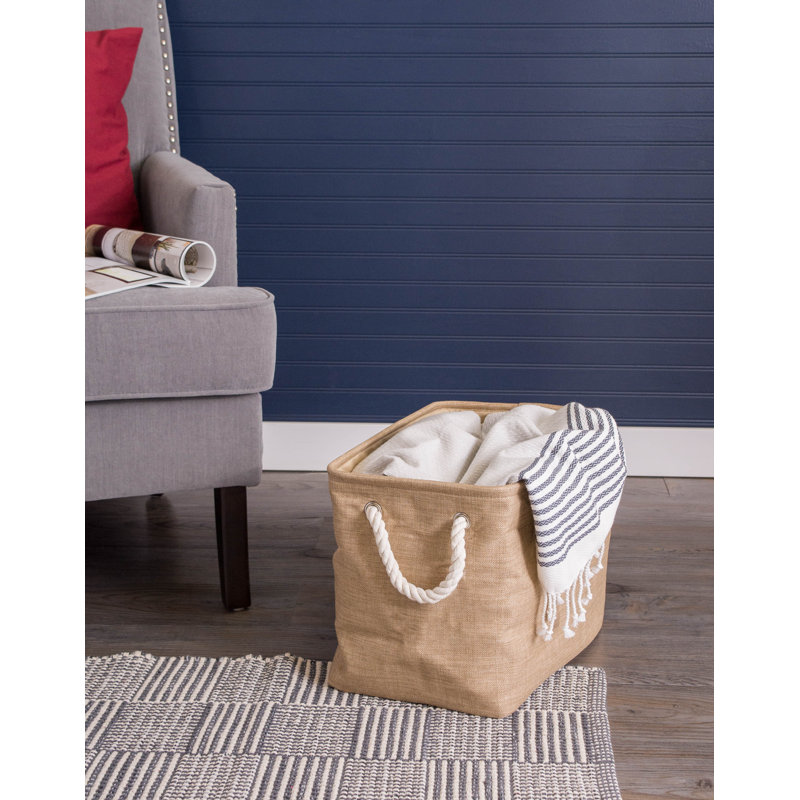Bac en tissu panaché Aona, H 15 po x l 12 po x P 17,5 po crème, Taupe
