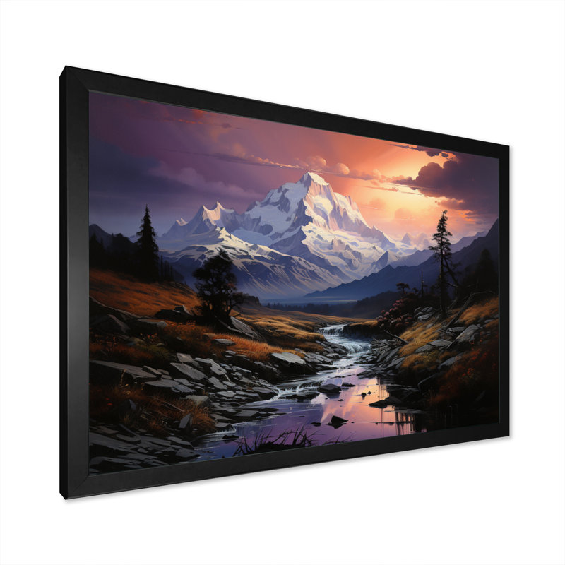 Blass français du Mont-Blanc au crépuscule - impression, H 34 po x l 44 po x P 1,5 po, Cadre simple noir
