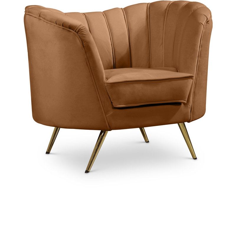 Margo 43" Wide Tufted Velvet Barrel Chair, Saddle Velvet