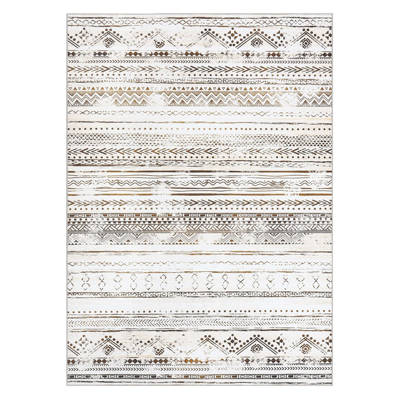Tapis décoratif décoratif antidérapant et lavable à la machine Boho, Rectangle 10 pi x 13 pi