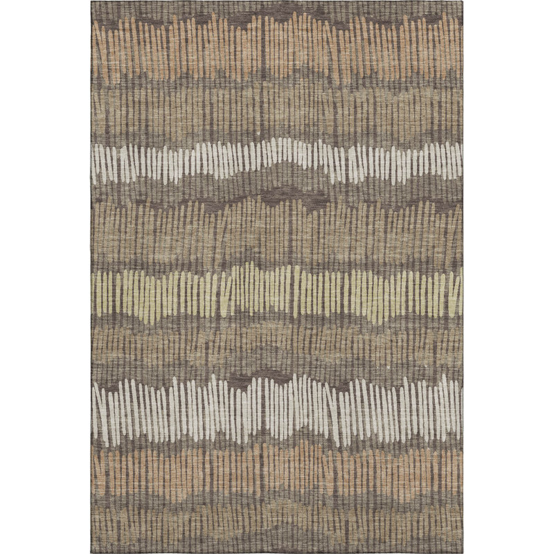Premium Machine Washable Prisco Brown Rug, Rectangle 10' x 14'