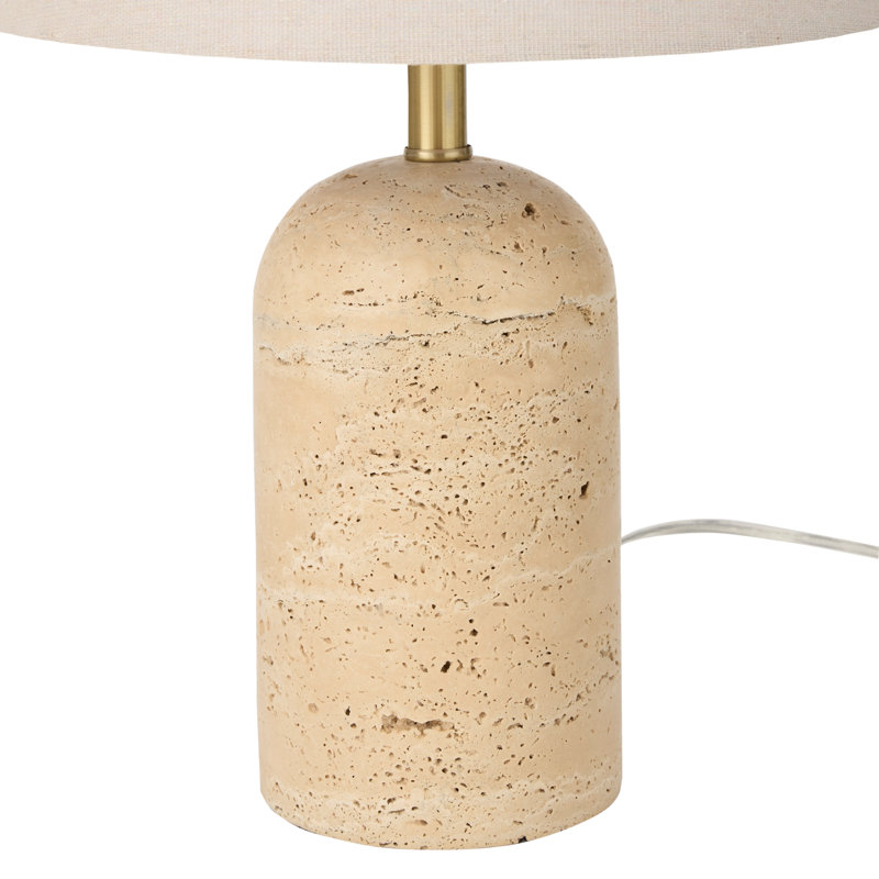 Lampe de table 18 po en travertin naturel et laiton