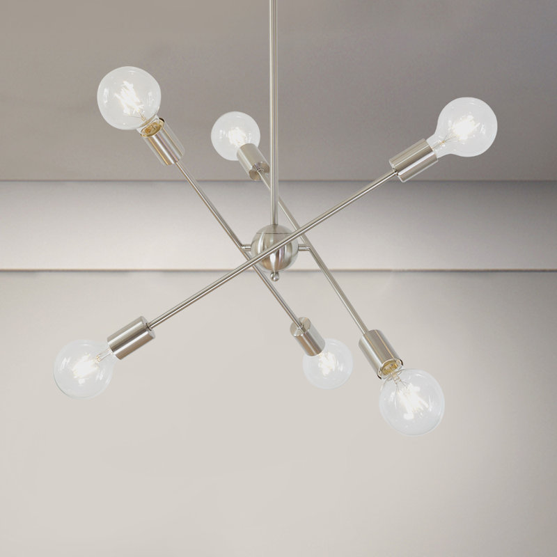 Yonker 6 - Light Dimmable Sputnik Sphere Chandelier, Brushed Nickel
