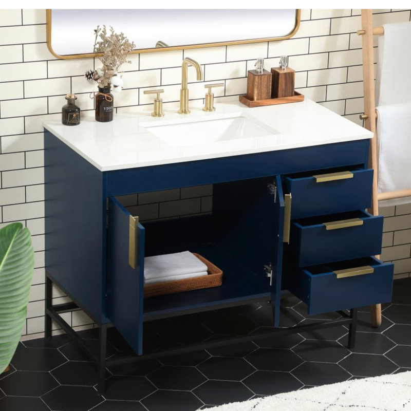 Ensemble de meuble-lavabo simple 42 po Eugene, Bleu