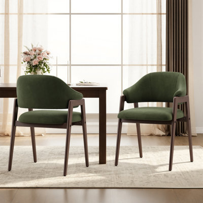 Fauteuil de salle à manger moderne et minimaliste rembourré en lin avec pieds en bois massif