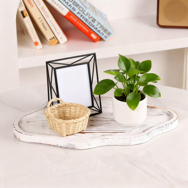 Cloud Shaped Wooden Tray For Home Decor, Rustic Jewelry Dish & Organizer For Candles, Perfume, And Trinkets On Coffee Table And Vanity