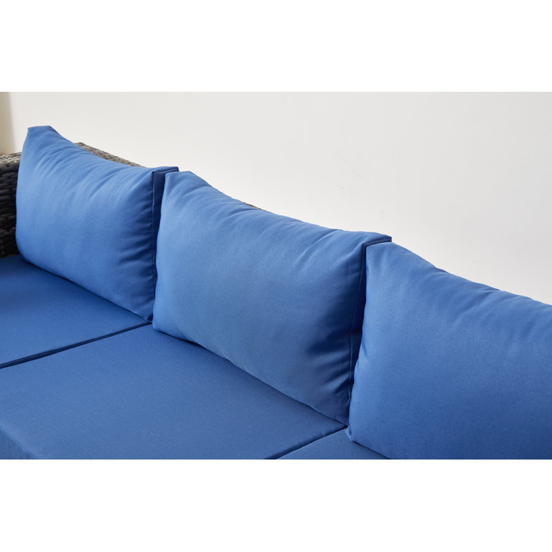 Ensemble de conversation avec coussins 8 pièces Nork Patio Furniture, Dégradé gris, Bleu
