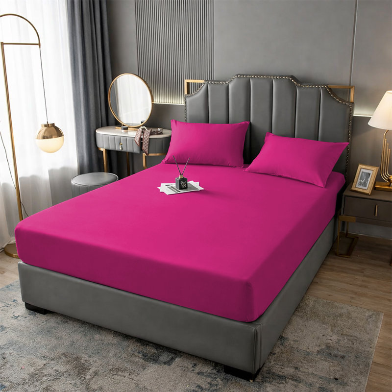 Aspire Homeware Premium 25cm Deep Fitted Sheet for Stylish and Comfortable Bedding, Hot Pink, Single (3')